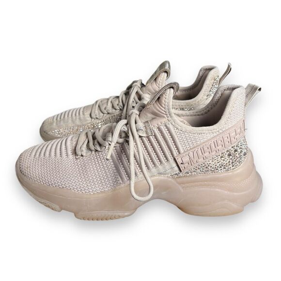 Steve Madden Maxima SM NY90 Gem Studded Beige & Gold Shoes Women’s Size 9M - Picture 1 of 16